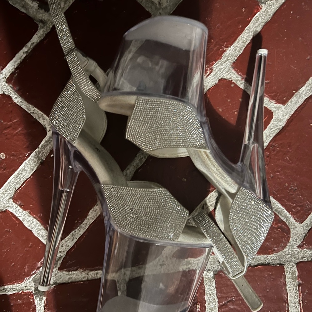 Hustler Stripper Heels with Clear Rhinestones - Size 10